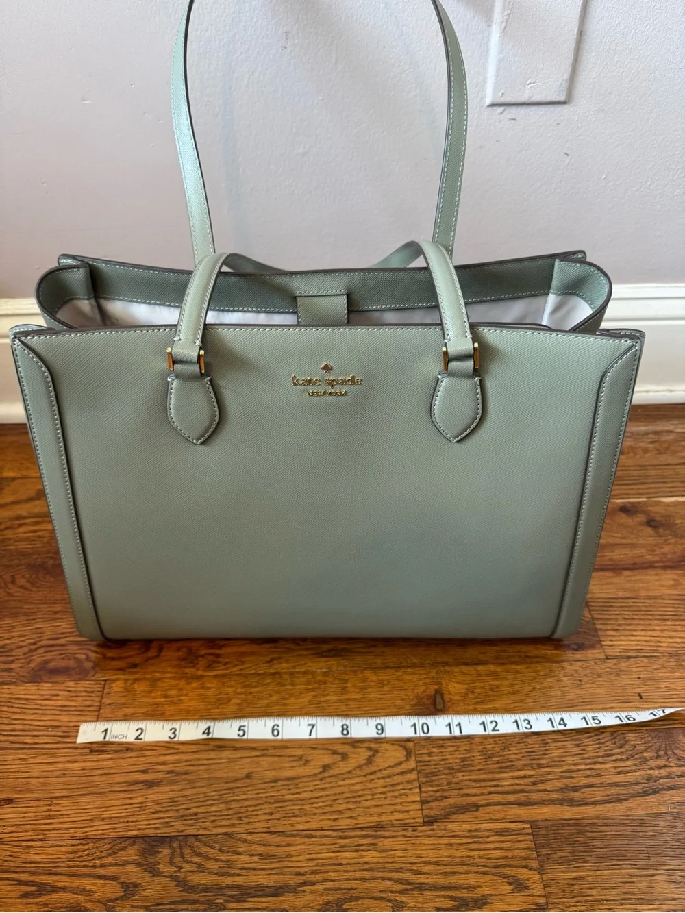 Kate Spade Madison Saffiano East West Leather Large Laptop Tote Sage KC434